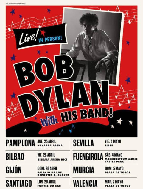 8 ciudades disfrutarán de los conciertos de Bob Dylan España